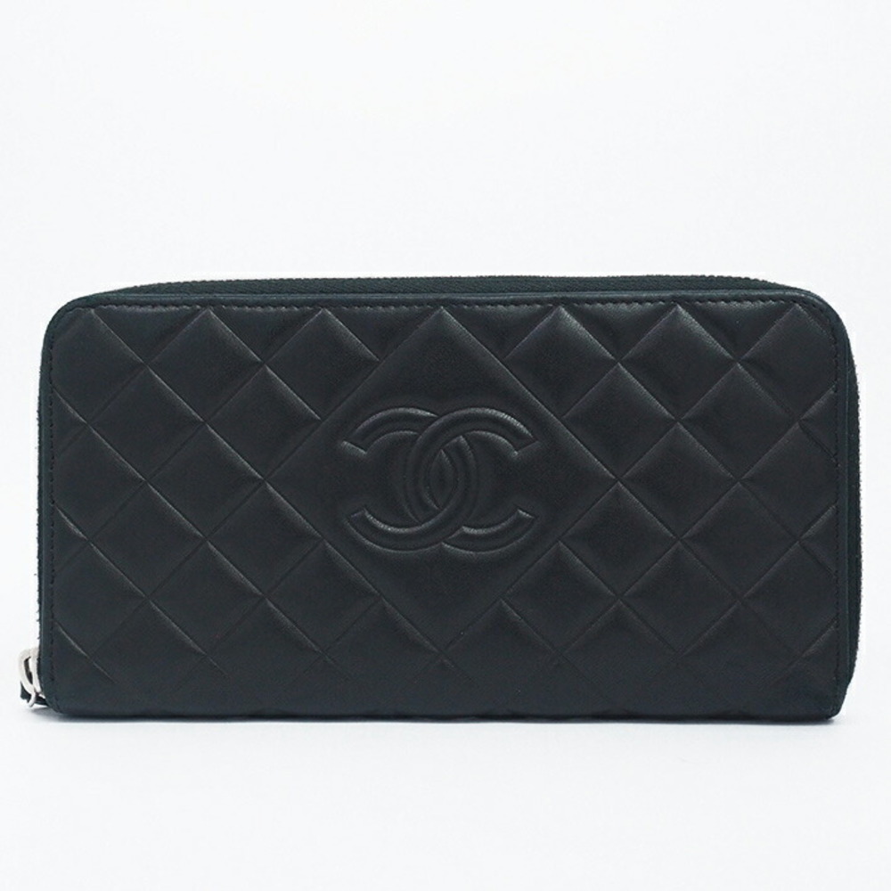 Chanel Diamond Stitch Zip Around Wallet Matelasse